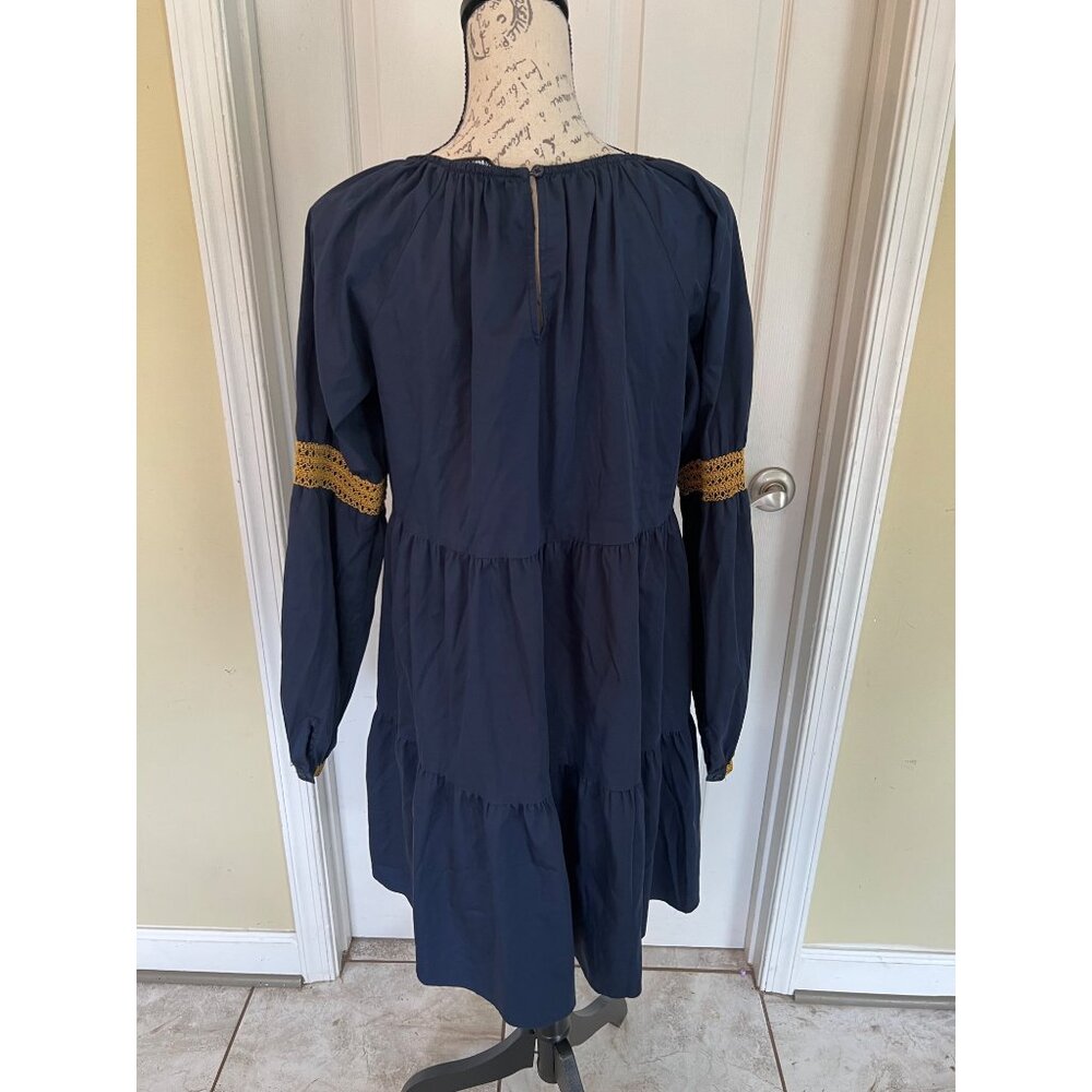 Elizabeth And James Embroidered Boho Dress Navy Blue Women's Large - Picture 6 of 10